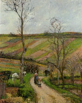 route du fond in hermitage pontoise 1877 Camille Pissarro Oil Paintings